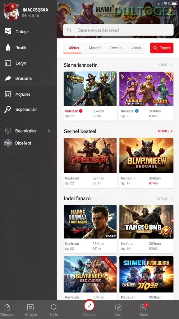 Cuplikan layar menu unduhan dultogel untuk perangkat Android